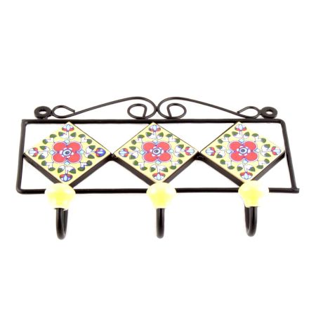  Yellow Red Floral Tiles Hooks